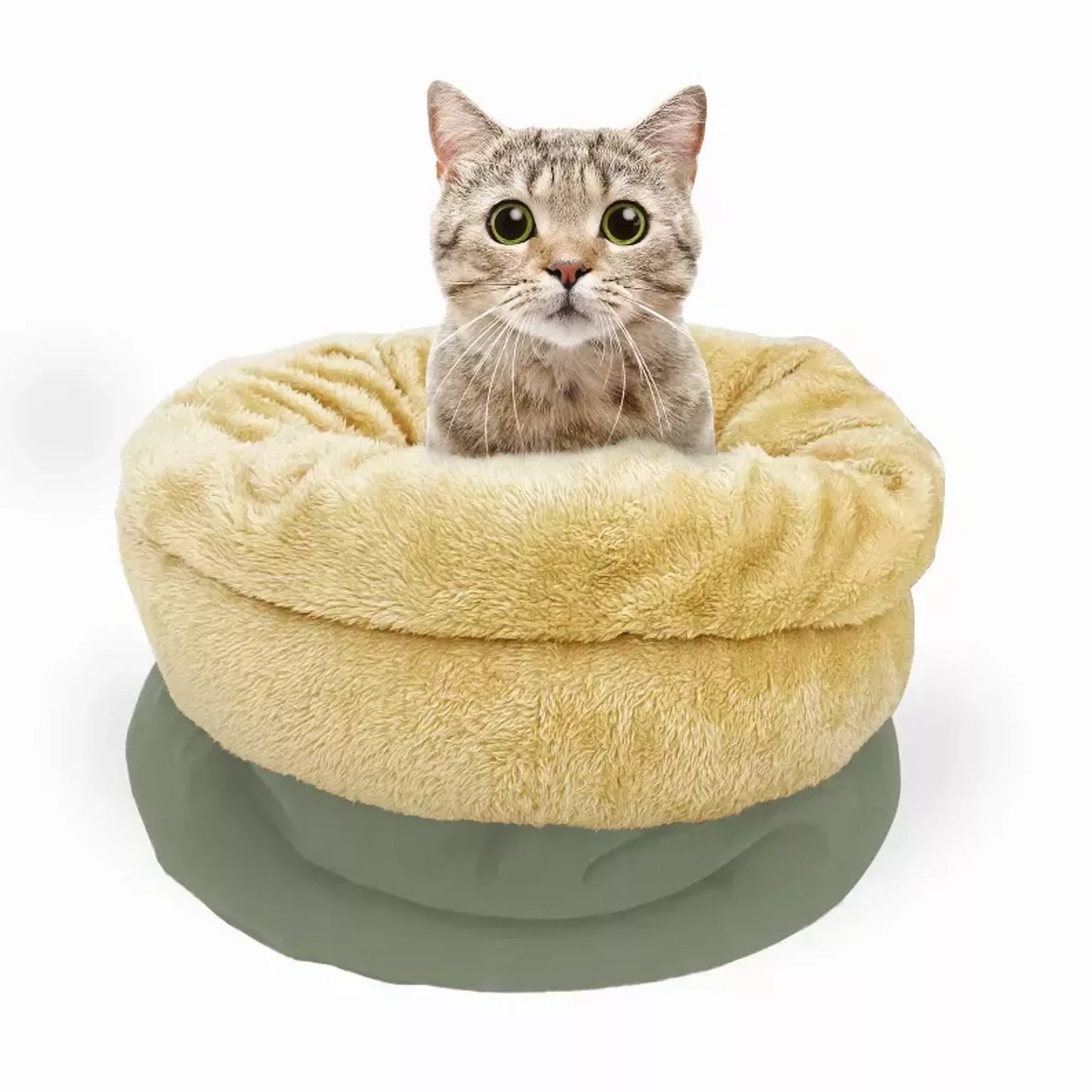 GOOPAWS 4 in 1 Self Warming Burrow Cat Bed, Pet Hideway Sleeping Cuddle Cave