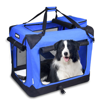 JESPET Soft Pet Crates Kennel, 3 Door Soft Sided Folding Travel Pet Carrier