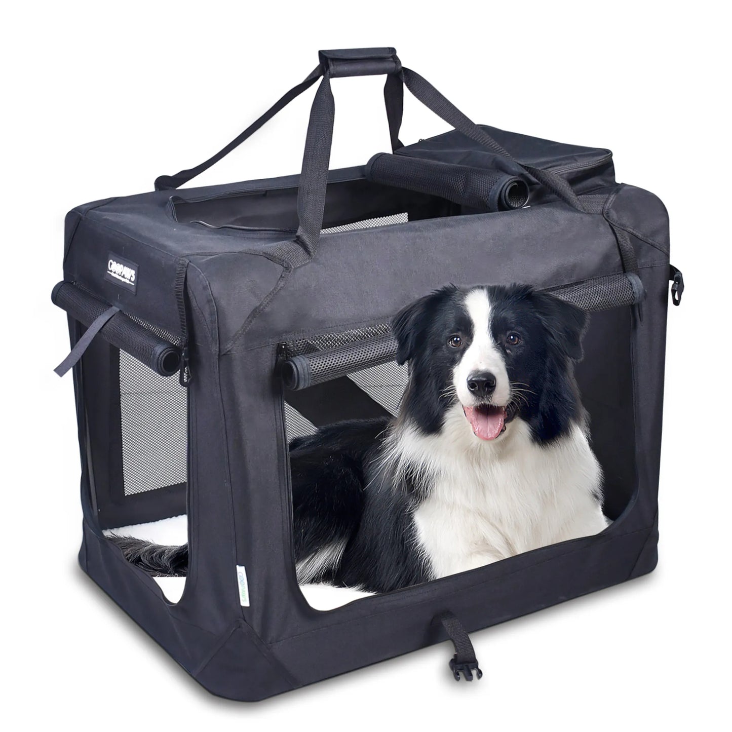 JESPET Soft Pet Crates Kennel, 3 Door Soft Sided Folding Travel Pet Carrier