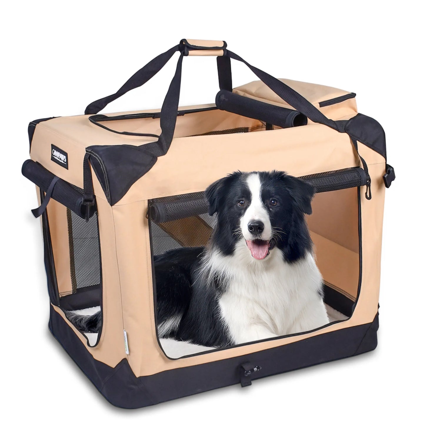 JESPET Soft Pet Crates Kennel, 3 Door Soft Sided Folding Travel Pet Carrier