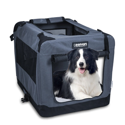 JESPET Soft Pet Crates Kennel, 3 Door Soft Sided Folding Travel Pet Carrier