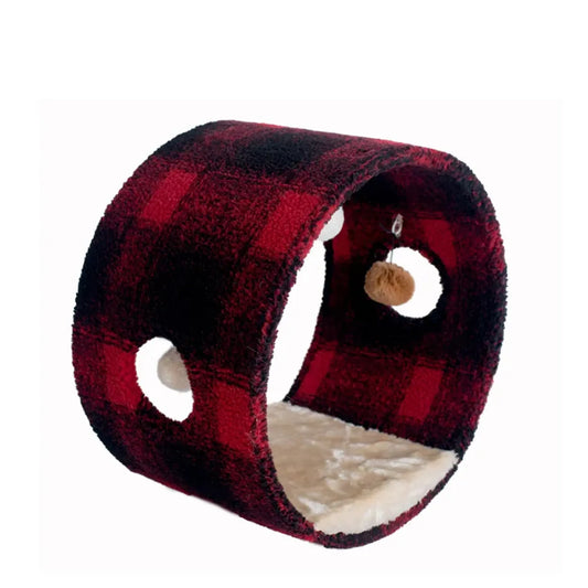 Armarkat Real Wood Cat Hideaway Tunnel, Scotch Plaid - Wings N Whiskers