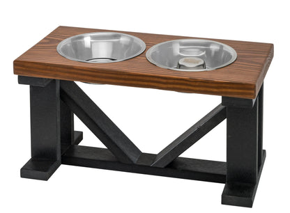 Farmhouse 2-Bowl Elevated Dog Feeder Chestnut Medium, Black Base