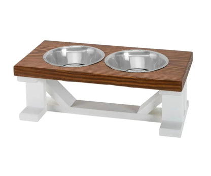 Farmhouse 2-Bowl Elevated Dog Feeder Chestnut Medium, Black Base