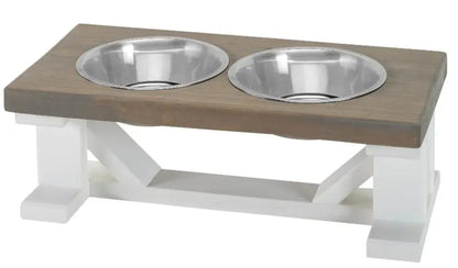 Farmhouse 2-Bowl Elevated Dog Feeder Chestnut Medium, Black Base