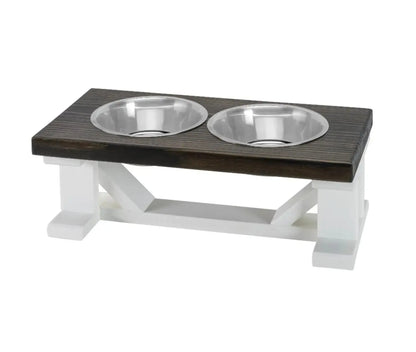 Farmhouse 2-Bowl Elevated Dog Feeder Chestnut Medium, Black Base