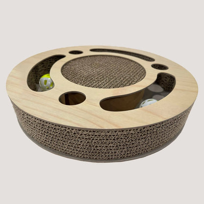 NANDOG Round Shape Open Play Set Wood Cat Scratcher