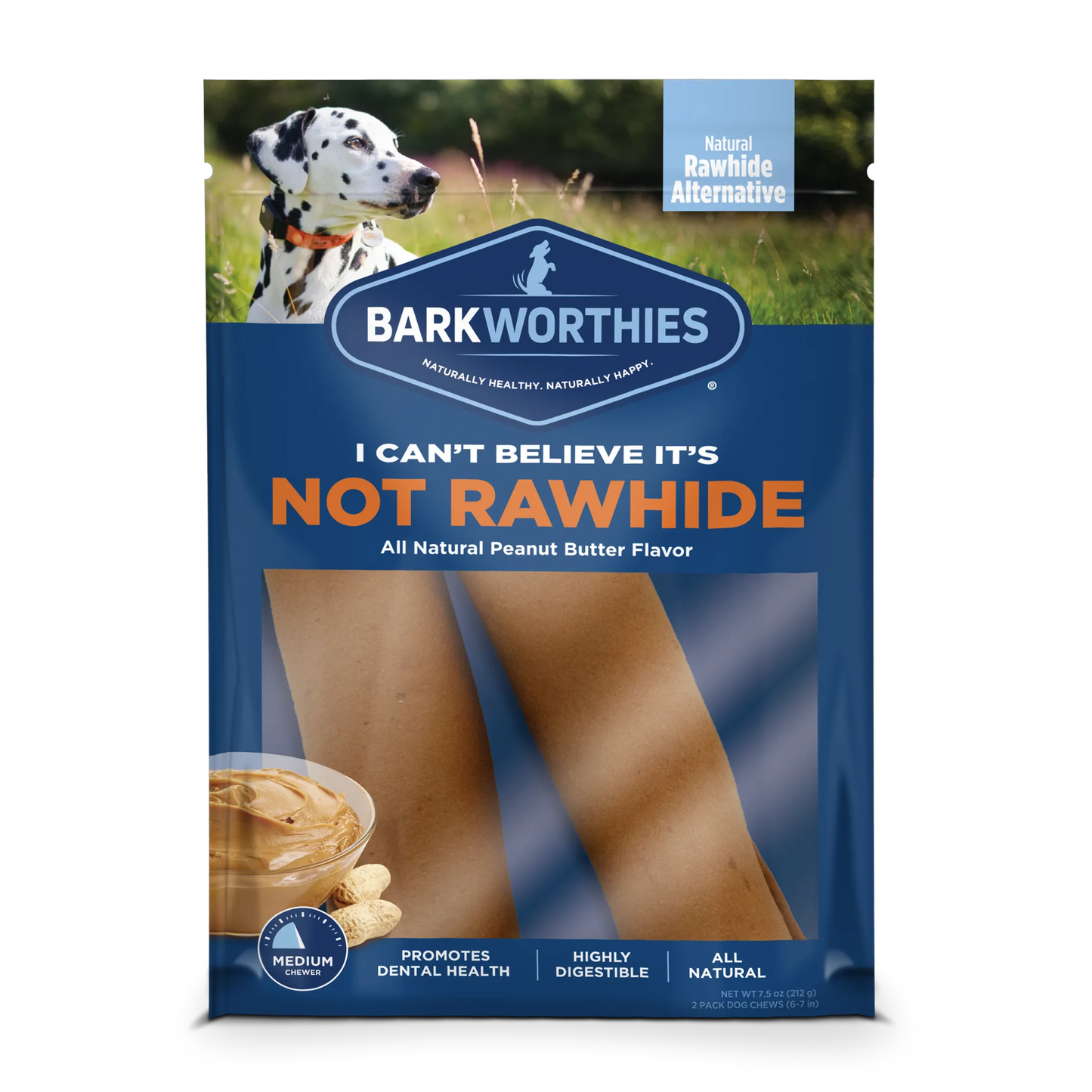 Barkworthies I Can't Believe It's Not Rawhide Rolls Peanut Butter